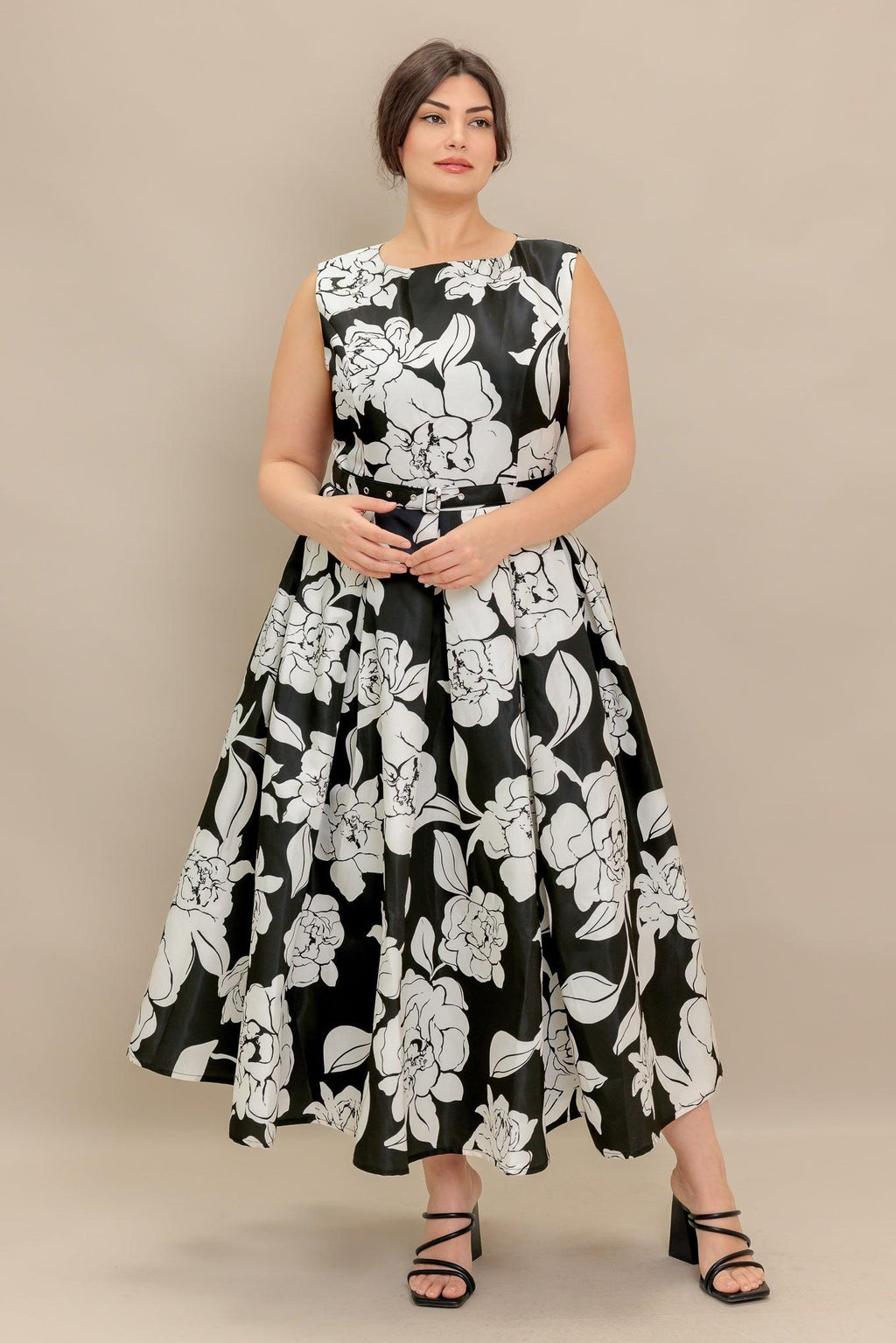 SILENT HEART BLACK WOVEN MIDI DRESS Flying Tomato