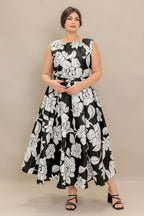 SILENT HEART BLACK WOVEN MIDI DRESS Flying Tomato