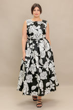 SILENT HEART BLACK WOVEN MIDI DRESS Flying Tomato