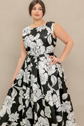 SILENT HEART BLACK WOVEN MIDI DRESS Flying Tomato