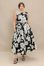 SILENT HEART BLACK WOVEN MIDI DRESS Flying Tomato