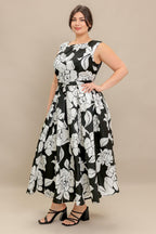 SILENT HEART BLACK WOVEN MIDI DRESS Flying Tomato