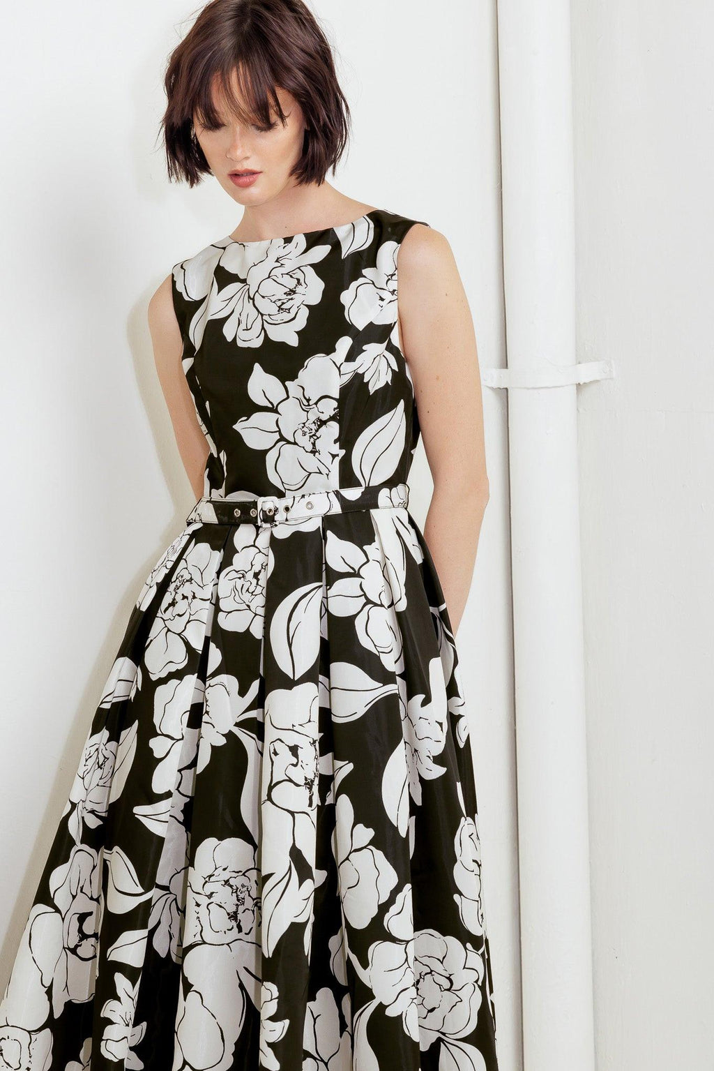 SILENT HEART BLACK WOVEN MIDI DRESS Flying Tomato
