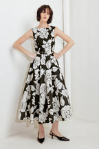 SILENT HEART BLACK WOVEN MIDI DRESS Flying Tomato