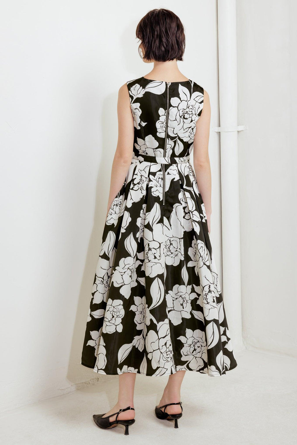 SILENT HEART BLACK WOVEN MIDI DRESS Flying Tomato