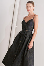 NOIR TAPESTRY WOVEN MIDI DRESS Flying Tomato