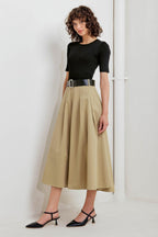 SCULPTED GRACE SWEATER WOVEN TOP AND SKIRT DRESS Flying Tomato