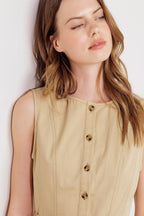 NATURE’S GENTLE SONG BEIGE WOVEN MIDI DRESS Flying Tomato