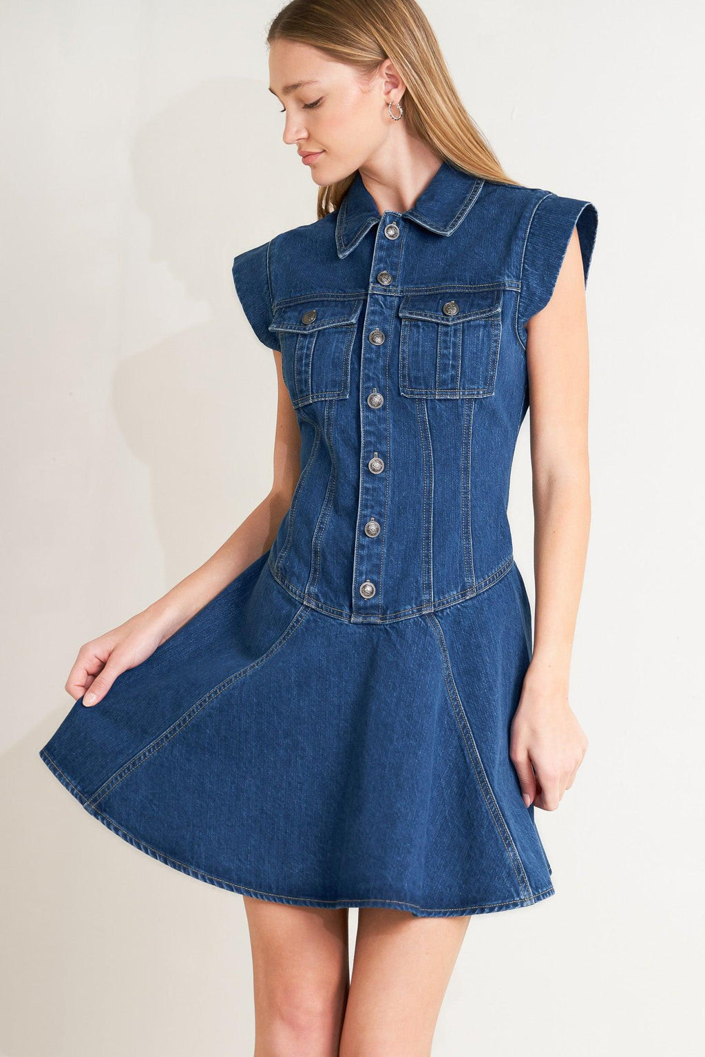 BLUE CRUSH DENIM MINI DRESS Flying Tomato