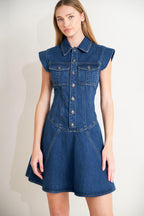 BLUE CRUSH DENIM MINI DRESS Flying Tomato