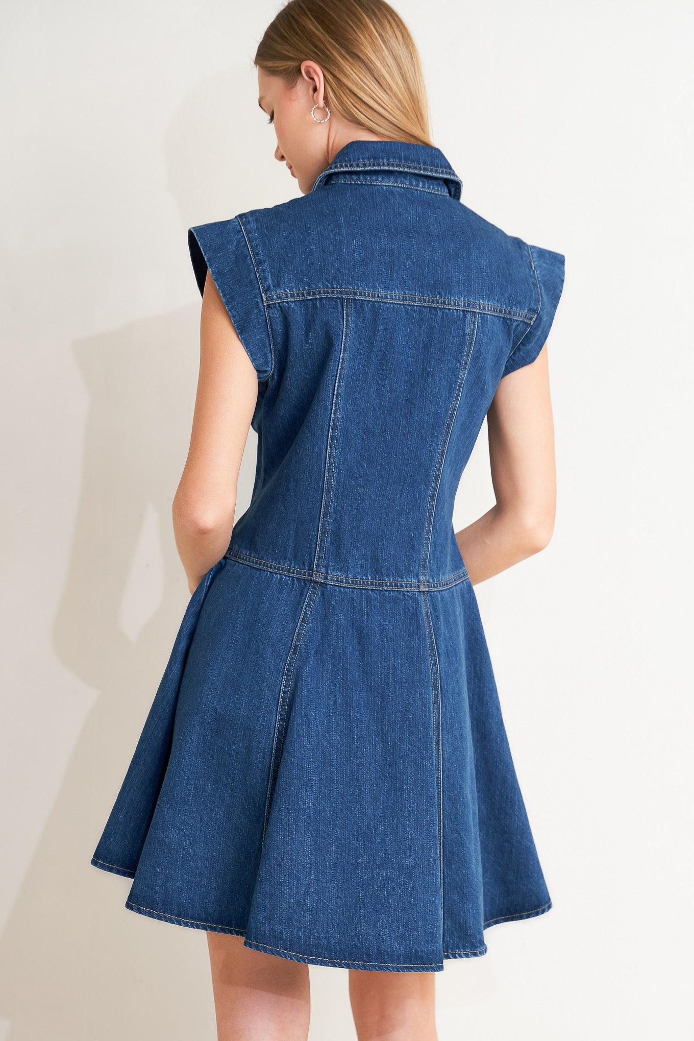 BLUE CRUSH DENIM MINI DRESS Flying Tomato
