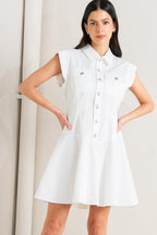 CONFIDENTLY YOURS WHITE WOVEN MINI DRESS Flying Tomato