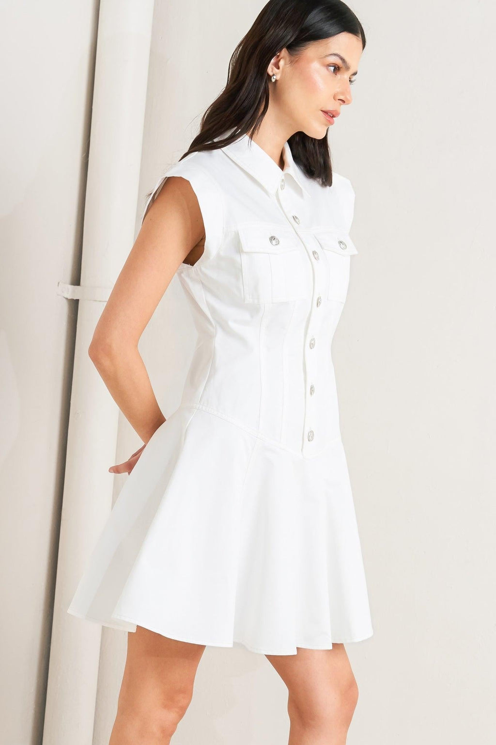CONFIDENTLY YOURS WHITE WOVEN MINI DRESS Flying Tomato