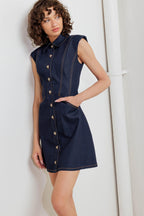 SLEEK CRAFT DENIM MINI DRESS Flying Tomato