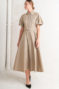 CLASSIC NEUTRAL WOVEN MIDI DRESS Flying Tomato