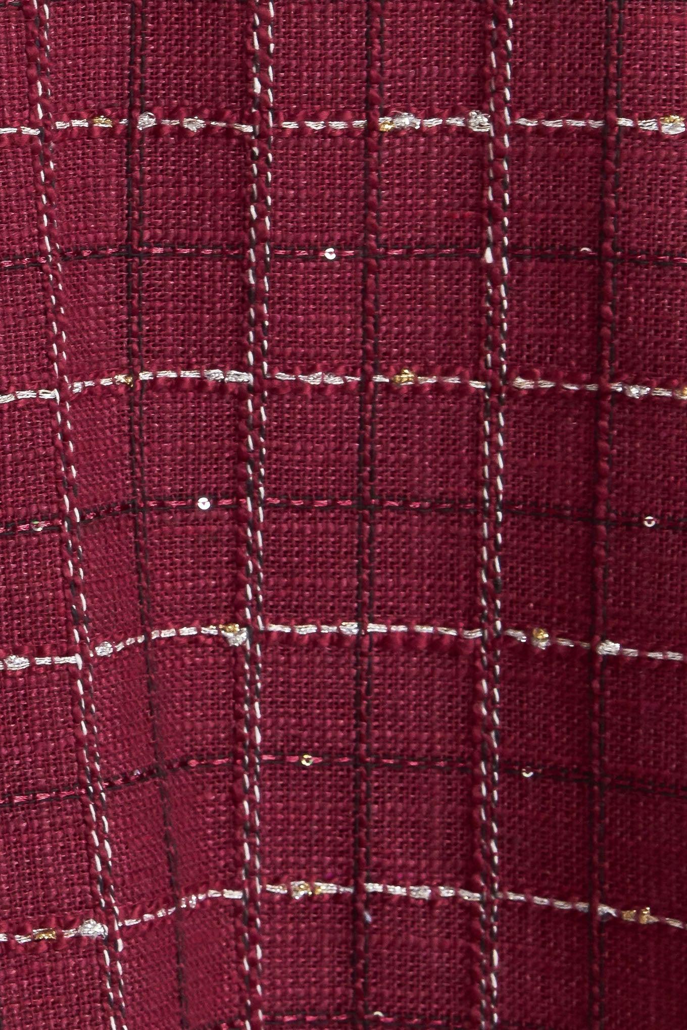 TWEED DOLL WINE WOVEN MINI DRESS Flying Tomato