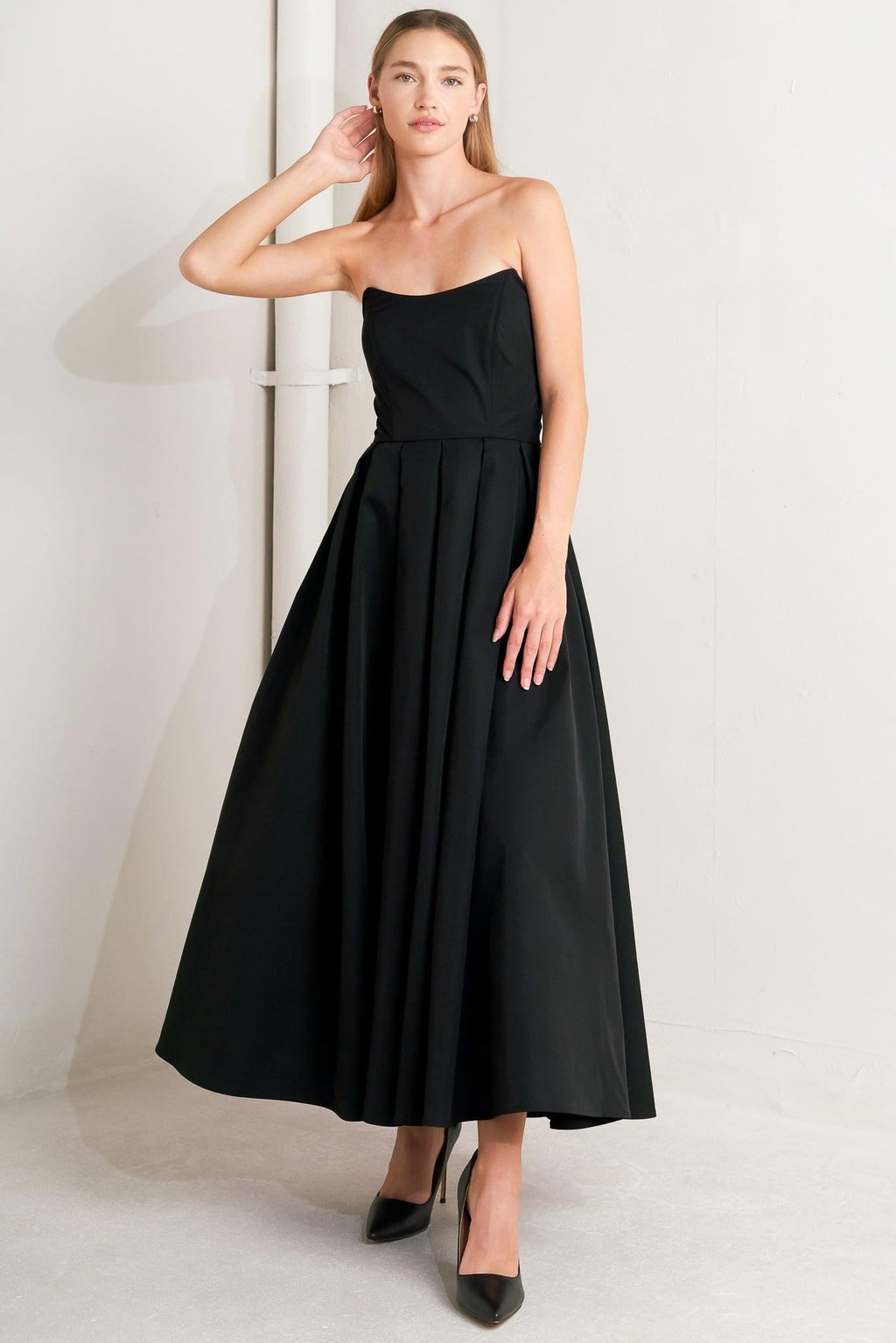 GALA NOIR WOVEN MIDI DRESS Flying Tomato