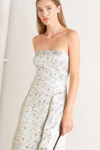 PASTEL BLOOM WOVEN JACQUARD MIDI DRESS Flying Tomato