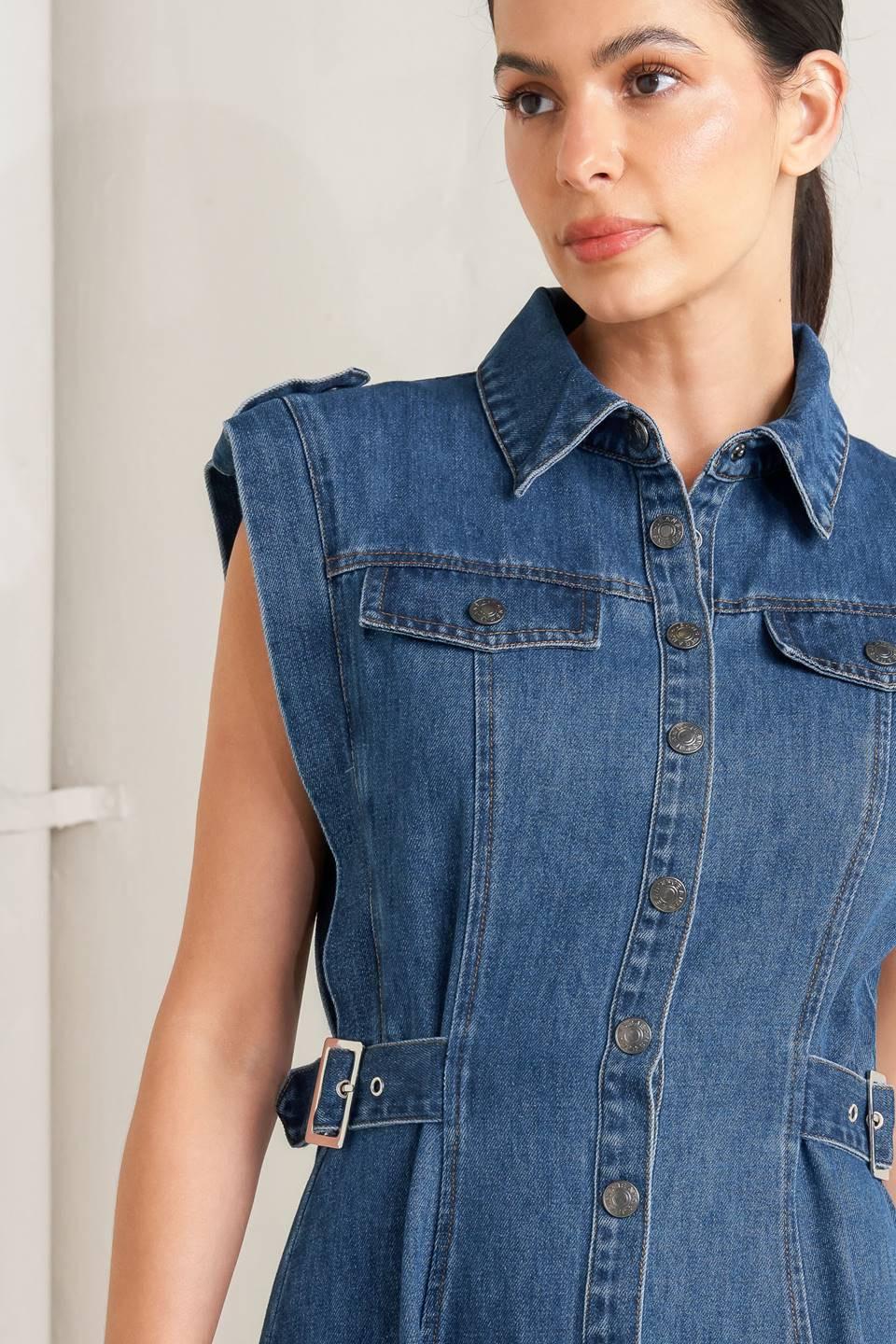 ICON VINTAGE DENIM MIDI DRESS Flying Tomato