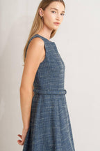 VINTAGE VIBE BOUCLÉ WOVEN TWEED MIDI DRESS Flying Tomato