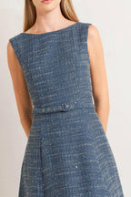 VINTAGE VIBE BOUCLÉ WOVEN TWEED MIDI DRESS Flying Tomato
