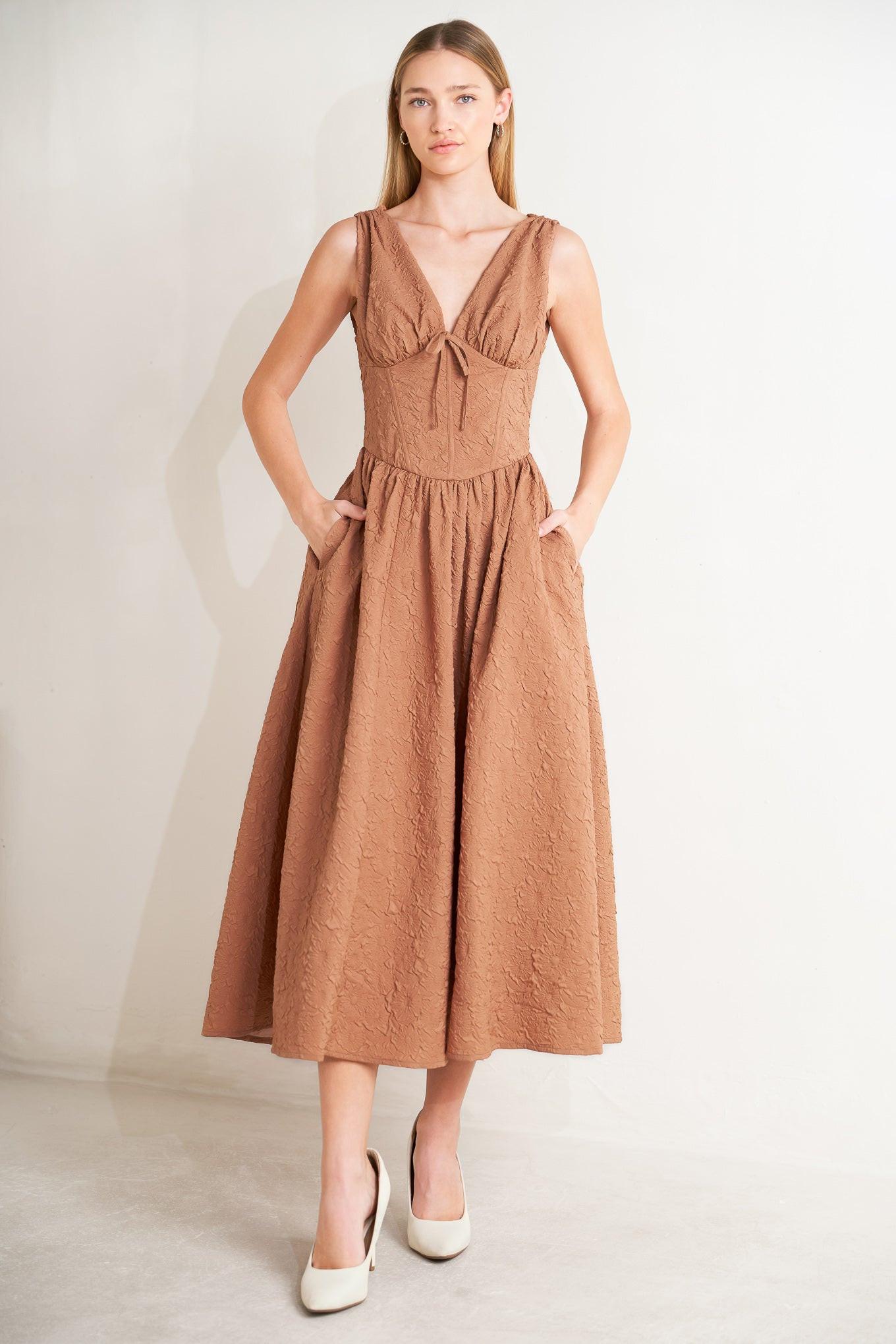 EARTHBOUND CHARM WOVEN MIDI DRESS Flying Tomato