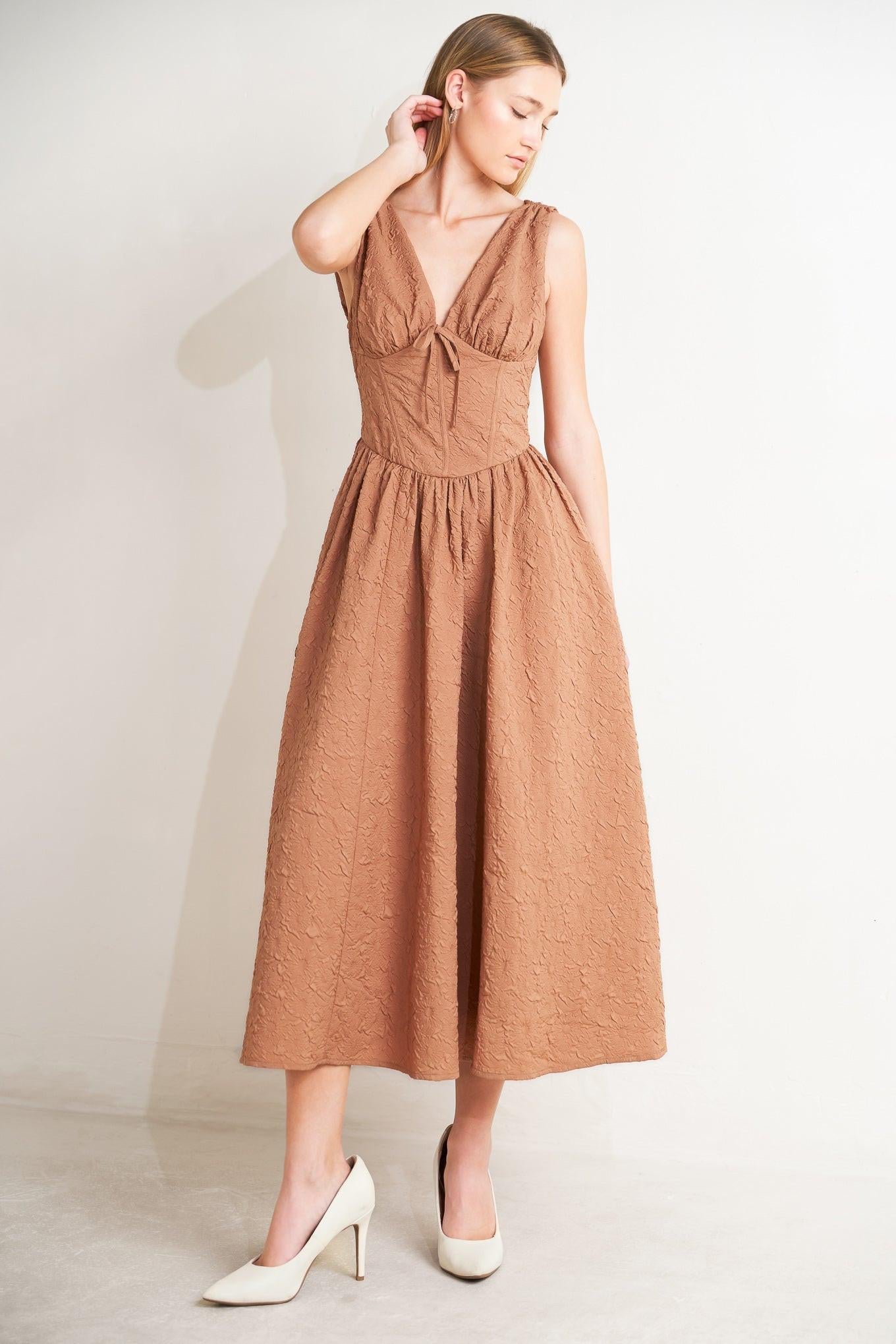 EARTHBOUND CHARM WOVEN MIDI DRESS Flying Tomato