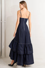 RAW ELEGANCE DENIM MIDI DRESS Flying Tomato