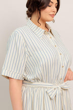 SUNDAY STRIPE WOVEN MIDI DRESS Flying Tomato