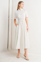 SUNDAY STRIPE WOVEN MIDI DRESS Flying Tomato