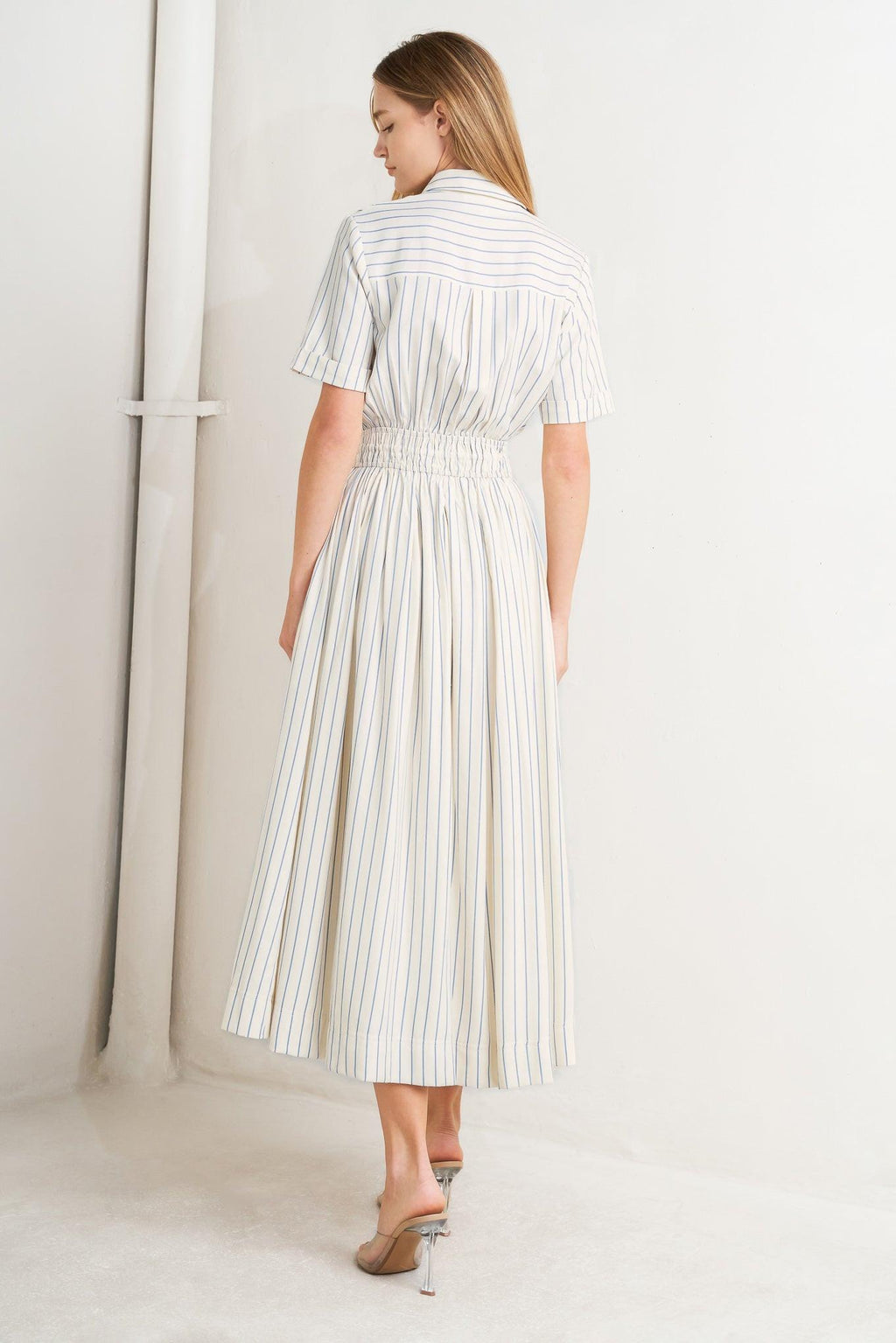 SUNDAY STRIPE WOVEN MIDI DRESS Flying Tomato