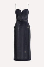 VERTICAL GRACE WOVEN MIDI DRESS Flying Tomato