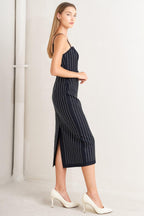 VERTICAL GRACE WOVEN MIDI DRESS Flying Tomato