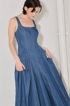 INDIGO SWAY DENIM MIDI DRESS Flying Tomato