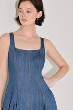 INDIGO SWAY DENIM MIDI DRESS Flying Tomato