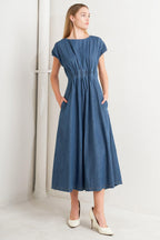 MODERN WORK DENIM MIDI DRESS Flying Tomato