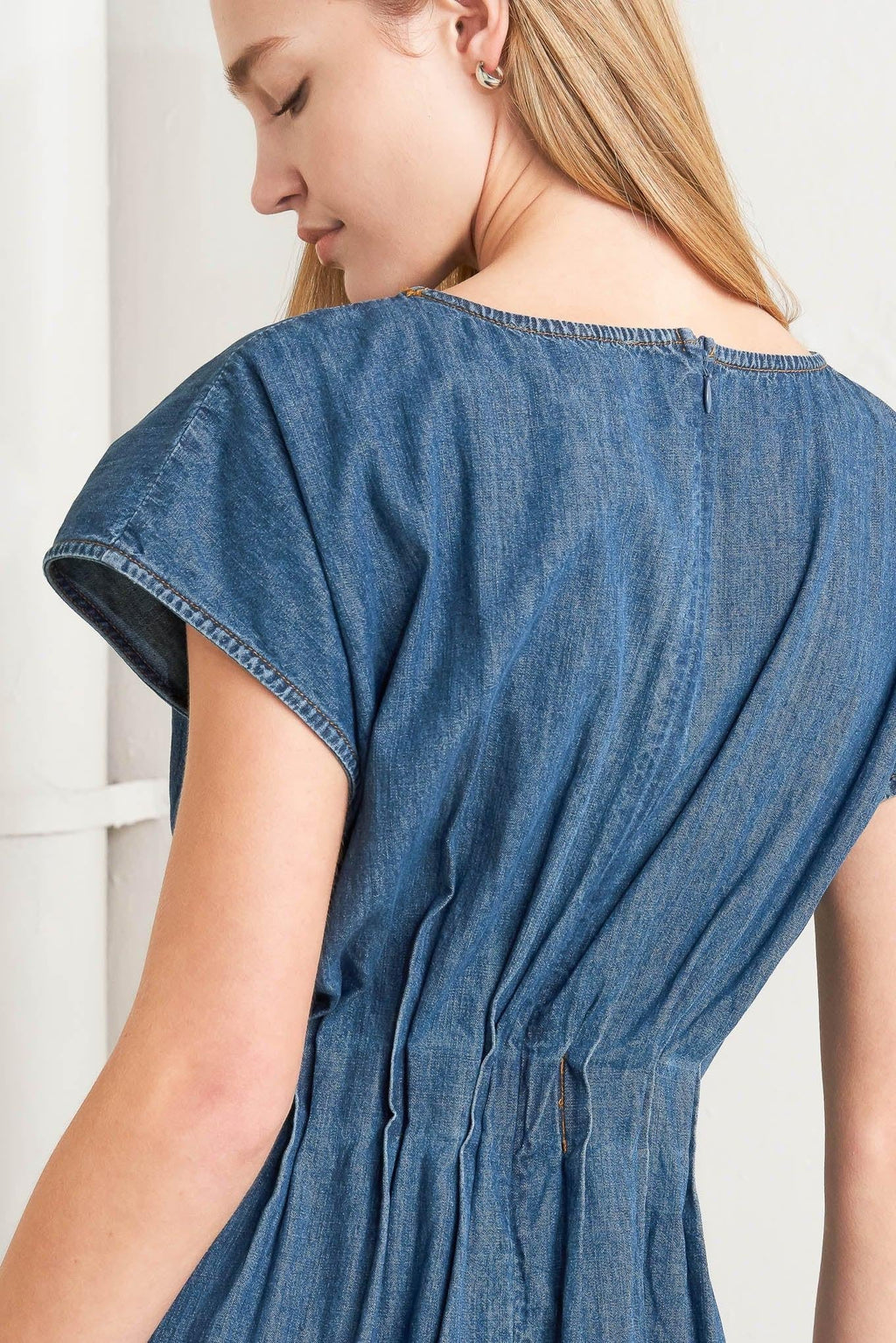 MODERN WORK DENIM MIDI DRESS Flying Tomato