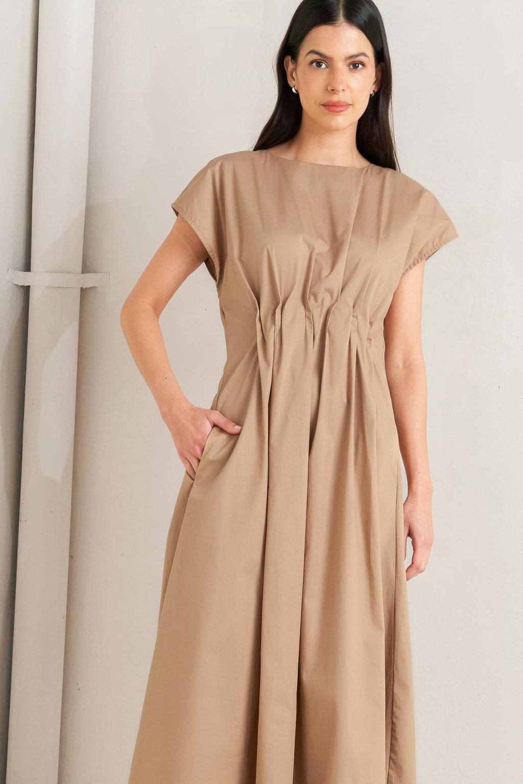 NOVA SAND WOVEN MIDI DRESS Flying Tomato
