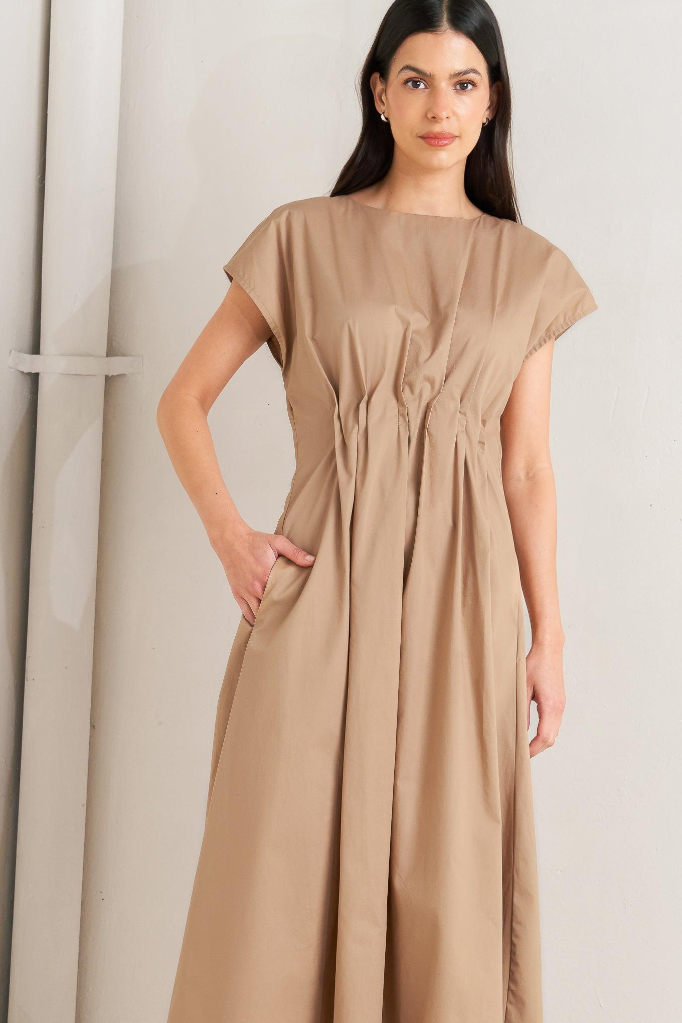NOVA SAND WOVEN MIDI DRESS Flying Tomato
