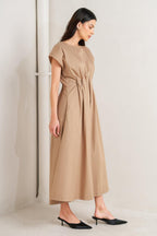 NOVA SAND WOVEN MIDI DRESS Flying Tomato