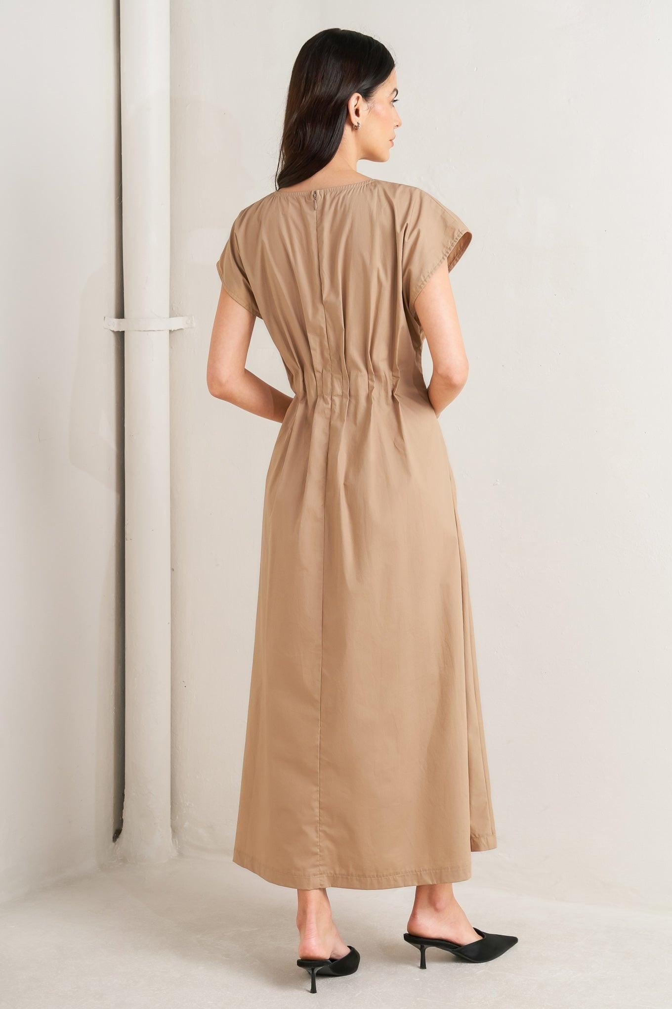 NOVA SAND WOVEN MIDI DRESS Flying Tomato