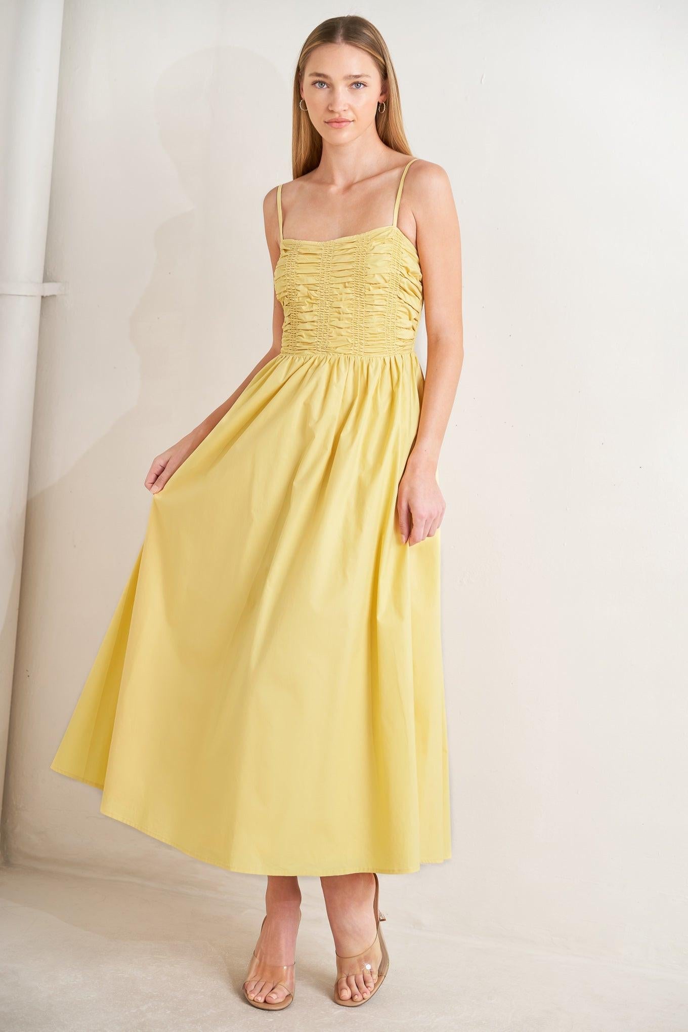 LEMON KISS WOVEN MIDI DRESS Flying Tomato