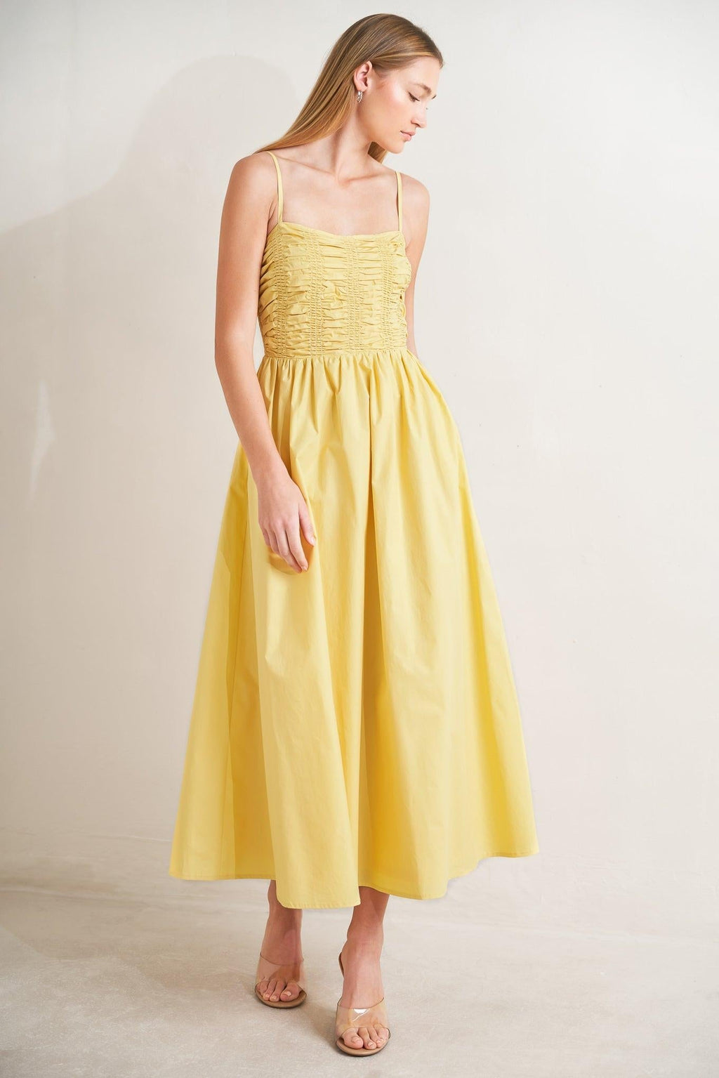 LEMON KISS WOVEN MIDI DRESS Flying Tomato