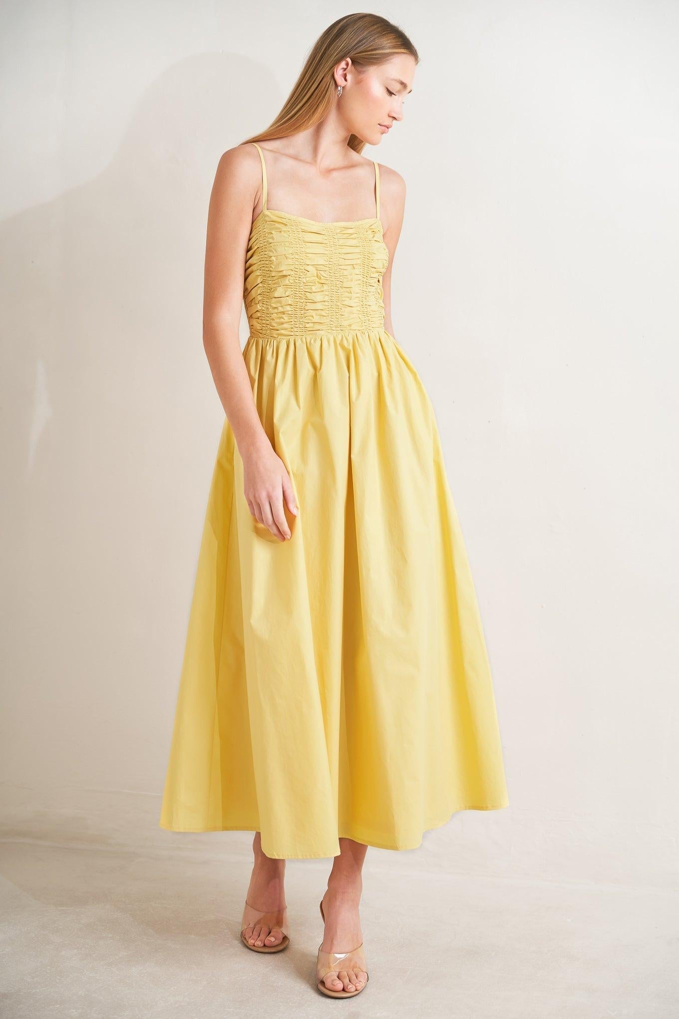 LEMON KISS WOVEN MIDI DRESS Flying Tomato