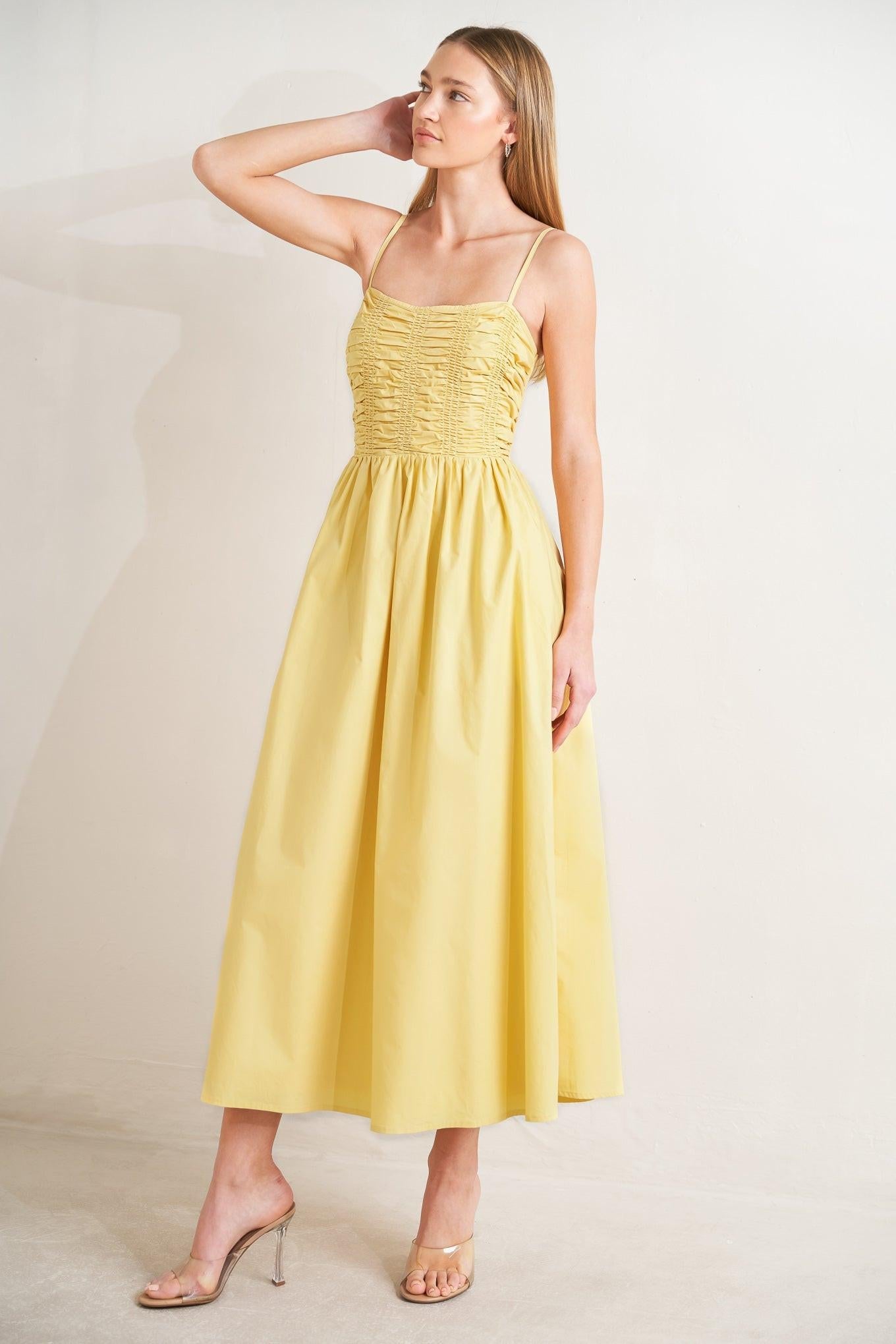 LEMON KISS WOVEN MIDI DRESS Flying Tomato