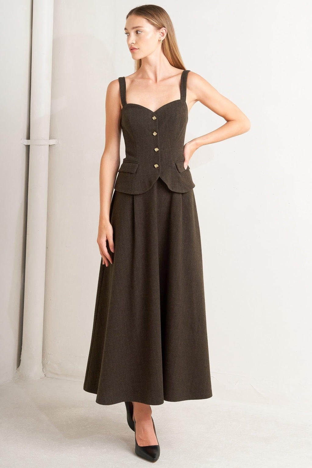HERITAGE TAILOR WOVEN MIDI DRESS Flying Tomato