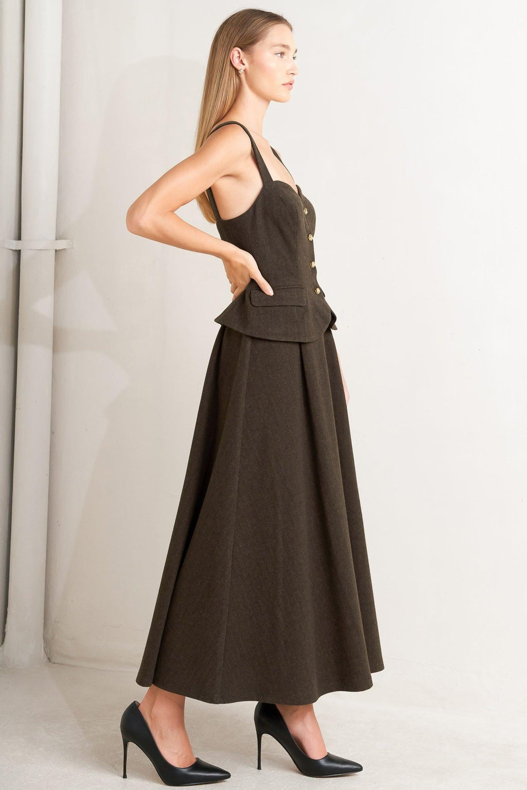 HERITAGE TAILOR WOVEN MIDI DRESS Flying Tomato