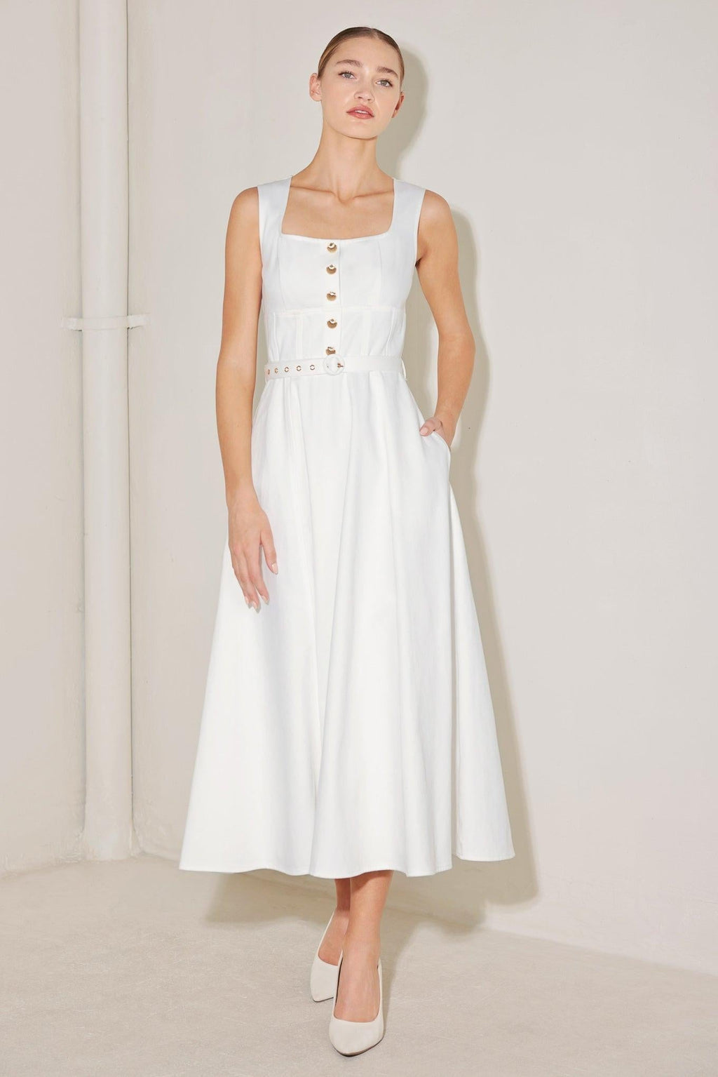 SUMMER SOCIAL WOVEN MIDI DRESS Flying Tomato