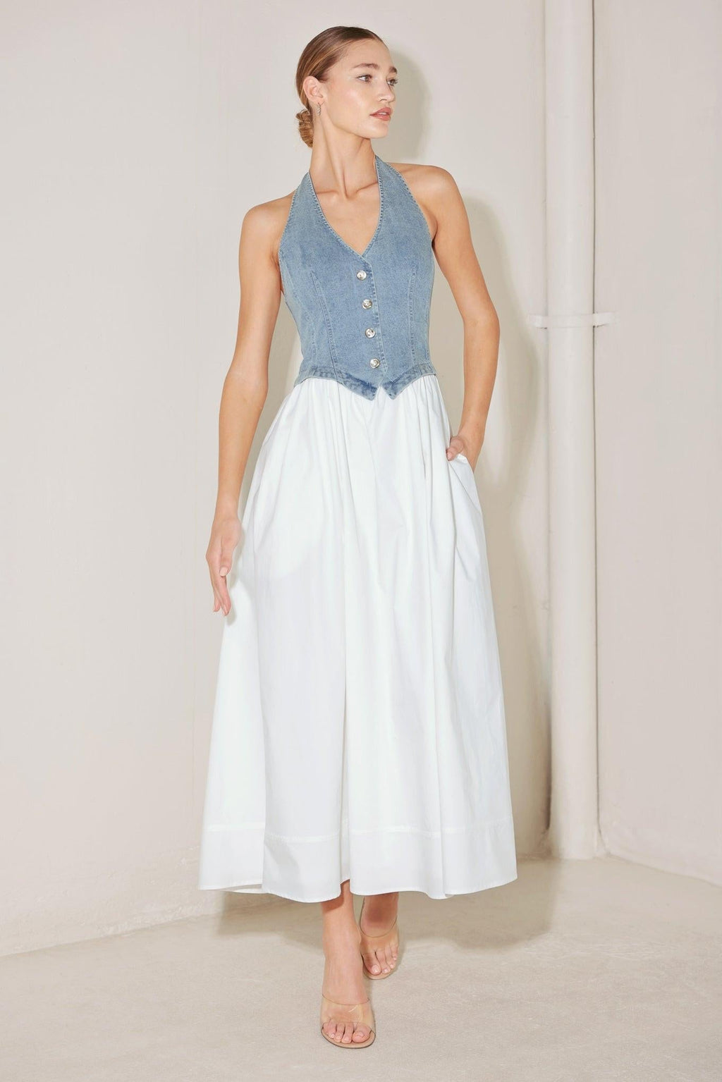 CITY TO COAST WOVEN MIDI DRESS Flying Tomato