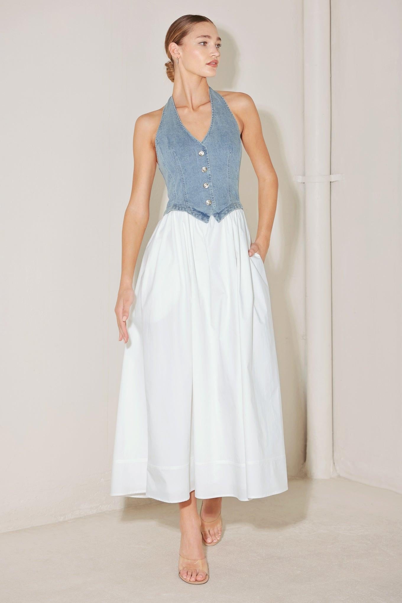 CITY TO COAST WOVEN MIDI DRESS Flying Tomato